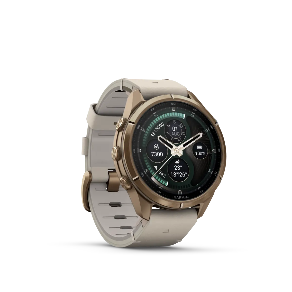 fēnix 9 Pro inReach 43 mm Autumn Gold mit Lederarmband Bone